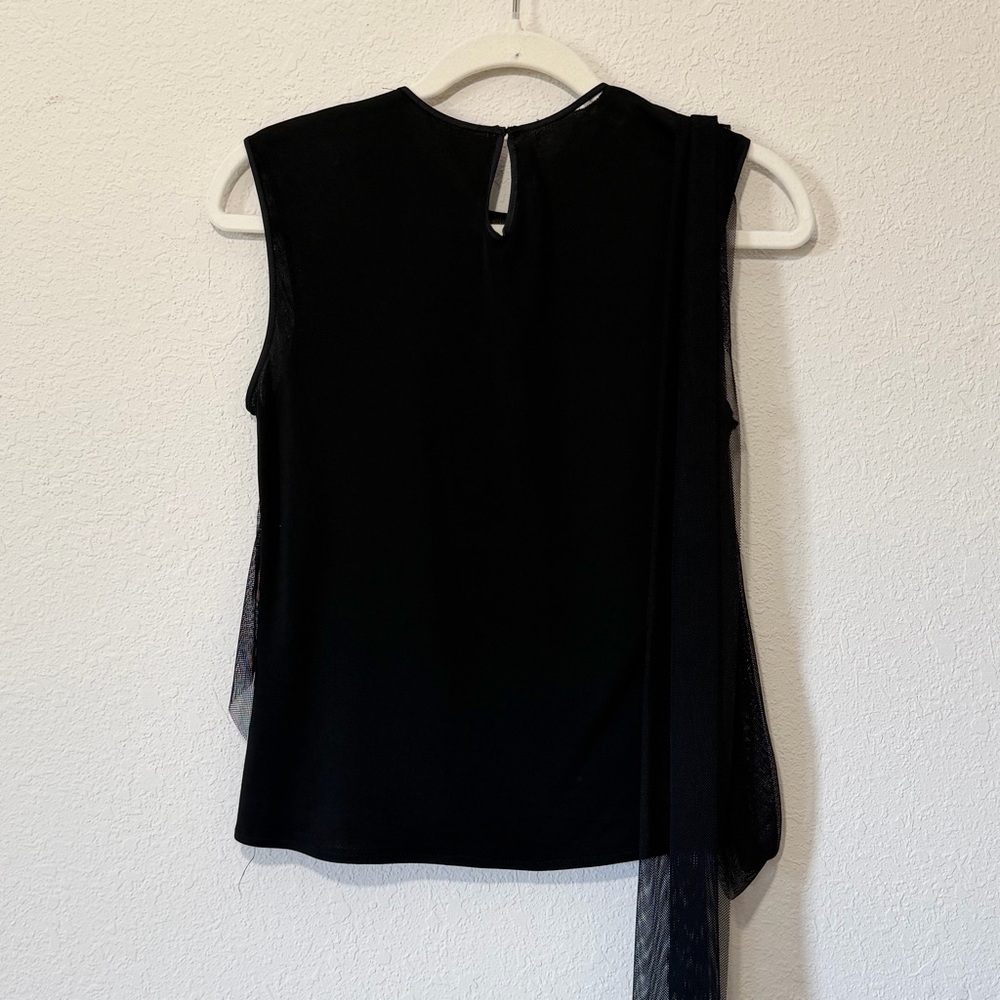 Cynthia Steffe Black Mesh Blouse with Long Ties - L - Picture 5 of 5